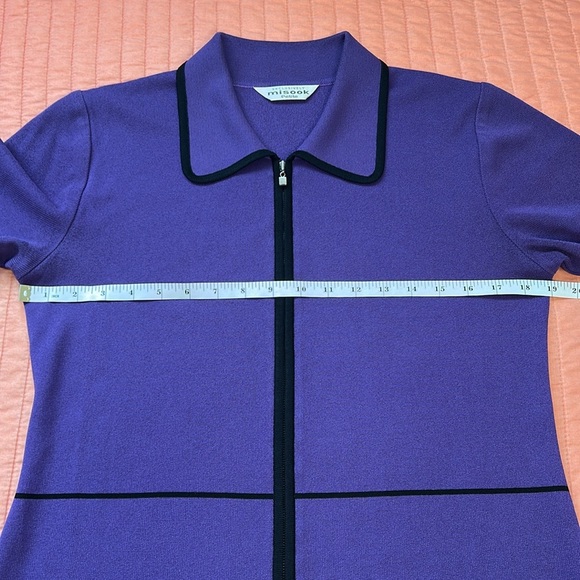 Exclusively Misook Petite Purple Black Stripe Zip Front Jacket size SP - Picture 9 of 15